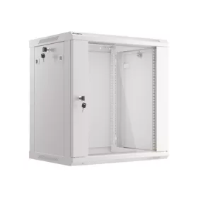   Lanberg WF01-6412-10S 19" 12U SZÉL:600mm MÉLY:450mm MAG:645mm lapraszerelt üvegajtós szürke fali rack szekrény