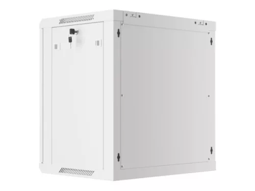 Lanberg WF01-6412-10S 19" 12U SZÉL:600mm MÉLY:450mm MAG:645mm lapraszerelt üvegajtós szürke fali rack szekrény