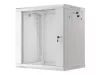Lanberg WF01-6412-10S 19" 12U SZÉL:600mm MÉLY:450mm MAG:645mm lapraszerelt üvegajtós szürke fali rack szekrény