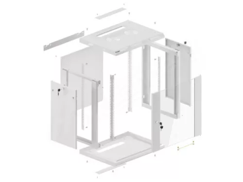 Lanberg WF01-6412-10S 19" 12U SZÉL:600mm MÉLY:450mm MAG:645mm lapraszerelt üvegajtós szürke fali rack szekrény