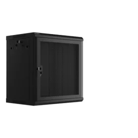   Lanberg WF01-6412-23B 19" 12U SZÉL:600mm MÉLY:450mm MAG:512mm lapraszerelt perforált ajtós fekete fali rack szekrény