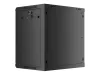 Lanberg WF01-6412-23B 19" 12U SZÉL:600mm MÉLY:450mm MAG:512mm lapraszerelt perforált ajtós fekete fali rack szekrény