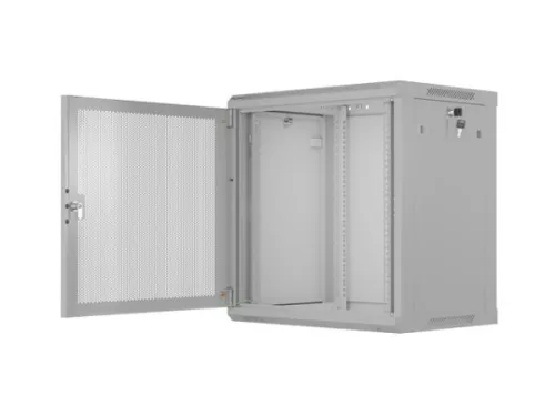 Lanberg WF01-6412-23S 19" 12U SZÉL:600mm MÉLY:450mm MAG:640mm lapraszerelt hálós fémajtós szürke fali rack szekrény