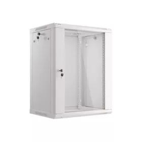   Lanberg WF01-6415-10S 19" 15U SZÉL:600mm MÉLY:450mm MAG:774mm lapraszerelt üvegajtós szürke fali rack szekrény