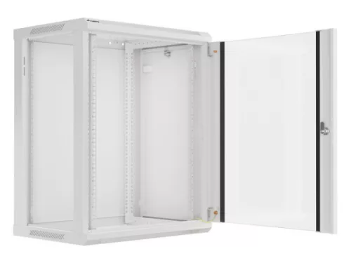 Lanberg WF01-6415-10S 19" 15U SZÉL:600mm MÉLY:450mm MAG:774mm lapraszerelt üvegajtós szürke fali rack szekrény