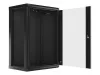 Lanberg WF01-6418-10B 19" 18U SZÉL:600mm MÉLY:450mm MAG:907mm lapraszerelt üvegajtós fekete fali rack szekrény