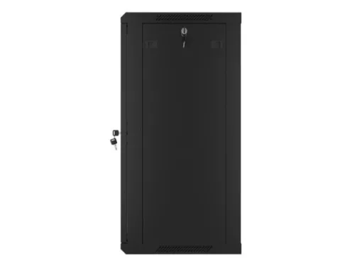 Lanberg WF01-6418-10B 19" 18U SZÉL:600mm MÉLY:450mm MAG:907mm lapraszerelt üvegajtós fekete fali rack szekrény