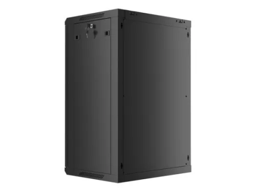 Lanberg WF01-6418-10B 19" 18U SZÉL:600mm MÉLY:450mm MAG:907mm lapraszerelt üvegajtós fekete fali rack szekrény