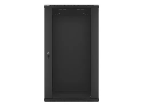 Lanberg WF01-6422-10B 19" 22U SZÉL:600mm MÉLY:450mm MAG:1085mm lapraszerelt üvegajtós fekete fali rack szekrény