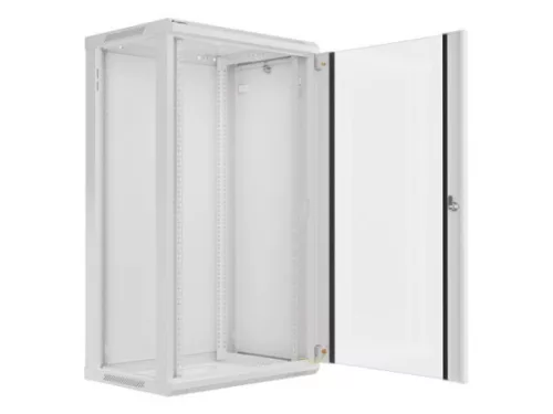 Lanberg WF01-6422-10S 19" 22U SZÉL:600mm MÉLY:450mm MAG:1085mm lapraszerelt üvegajtós szürke fali rack szekrény