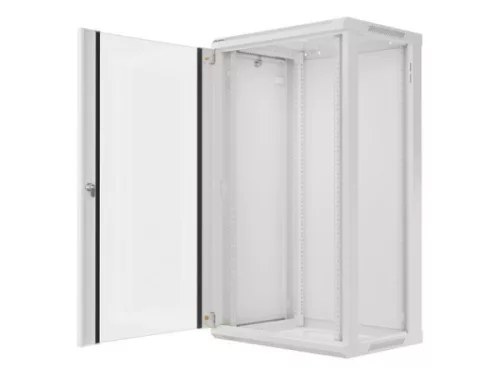 Lanberg WF01-6422-10S 19" 22U SZÉL:600mm MÉLY:450mm MAG:1085mm lapraszerelt üvegajtós szürke fali rack szekrény