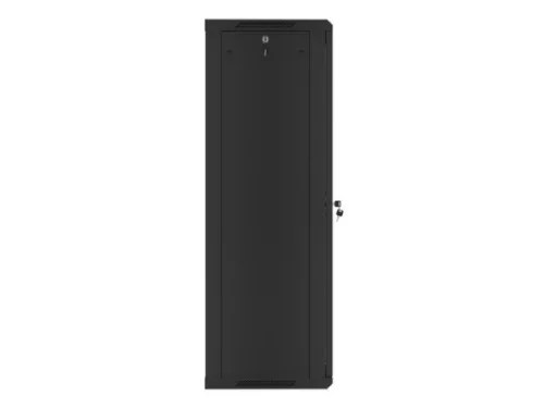 Lanberg WF01-6427-10B 19" 27U SZÉL:600mm MÉLY:450mm MAG:1307mm lapraszerelt üvegajtós fekete fali rack szekrény