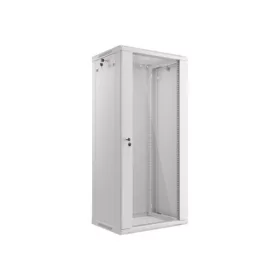   Lanberg WF01-6427-10S 19" 27U SZÉL:600mm MÉLY:450mm MAG:1307mm lapraszerelt üvegajtós szürke fali rack szekrény