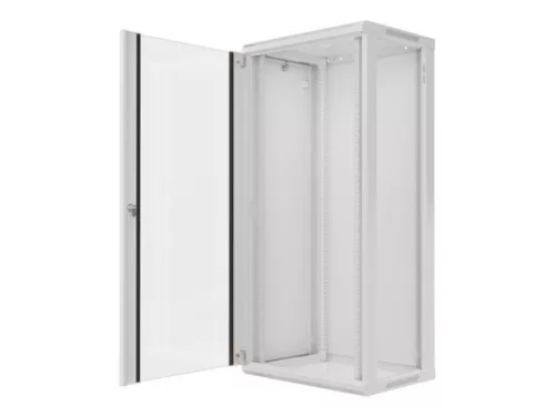 Lanberg WF01-6427-10S 19" 27U SZÉL:600mm MÉLY:450mm MAG:1307mm lapraszerelt üvegajtós szürke fali rack szekrény