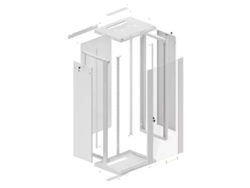 Lanberg WF01-6427-10S 19" 27U SZÉL:600mm MÉLY:450mm MAG:1307mm lapraszerelt üvegajtós szürke fali rack szekrény