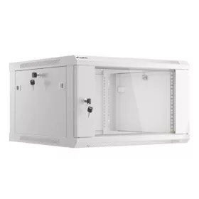   Lanberg WF01-6606-10S 19" 6U SZÉL:600mm MÉLY:600mm MAG:379mm lapraszerelt üvegajtós szürke fali rack szekrény