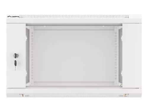 Lanberg WF01-6606-10S 19" 6U SZÉL:600mm MÉLY:600mm MAG:379mm lapraszerelt üvegajtós szürke fali rack szekrény