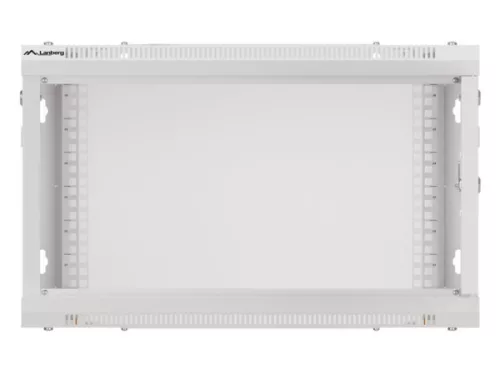Lanberg WF01-6606-10S 19" 6U SZÉL:600mm MÉLY:600mm MAG:379mm lapraszerelt üvegajtós szürke fali rack szekrény