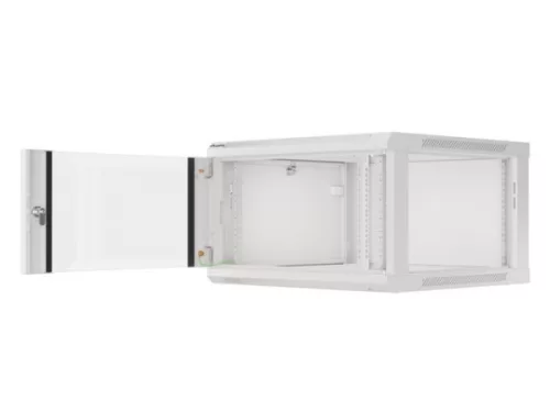Lanberg WF01-6606-10S 19" 6U SZÉL:600mm MÉLY:600mm MAG:379mm lapraszerelt üvegajtós szürke fali rack szekrény