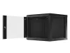 Lanberg WF01-6609-10B 19" 9U SZÉL:600mm MÉLY:600mm MAG:512mm lapraszerelt üvegajtós fekete fali rack szekrény