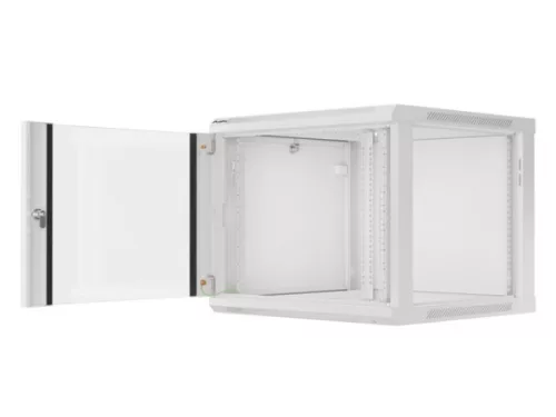 Lanberg WF01-6609-10S 19" 9U SZÉL:600mm MÉLY:600mm MAG:512mm lapraszerelt üvegajtós szürke fali rack szekrény