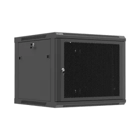   Lanberg WF01-6609-23B 19" 9U SZÉL:600mm MÉLY:600mm MAG:512mm lapraszerelt hálós fémajtós fekete fali rack szekrény