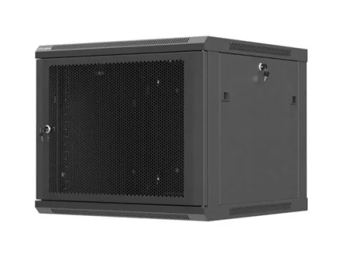 Lanberg WF01-6609-23B 19" 9U SZÉL:600mm MÉLY:600mm MAG:512mm lapraszerelt hálós fémajtós fekete fali rack szekrény