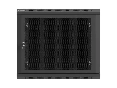 Lanberg WF01-6609-23B 19" 9U SZÉL:600mm MÉLY:600mm MAG:512mm lapraszerelt hálós fémajtós fekete fali rack szekrény