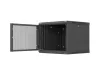 Lanberg WF01-6609-23B 19" 9U SZÉL:600mm MÉLY:600mm MAG:512mm lapraszerelt hálós fémajtós fekete fali rack szekrény