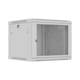   Lanberg WF01-6609-23S 19" 9U SZÉL:600mm MÉLY:600mm MAG:512mm lapraszerelt hálós fémajtós szürke fali rack szekrény