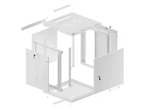 Lanberg WF01-6612-00S 19" 12U SZÉL:600mm MÉLY:600mm MAG:645mm lapraszerelt fémajtós szürke fali rack szekrény