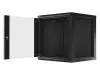 Lanberg WF01-6612-10B 19" 12U SZÉL:600mm MÉLY:600mm MAG:640mm lapraszerelt üvegajtós fekete fali rack szekrény
