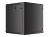 Lanberg WF01-6612-10B 19" 12U SZÉL:600mm MÉLY:600mm MAG:640mm lapraszerelt üvegajtós fekete fali rack szekrény