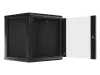Lanberg WF01-6612-10B 19" 12U SZÉL:600mm MÉLY:600mm MAG:640mm lapraszerelt üvegajtós fekete fali rack szekrény