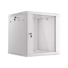   Lanberg WF01-6612-10S 19" 12U SZÉL:600mm MÉLY:600mm MAG:640mm lapraszerelt üvegajtós szürke fali rack szekrény