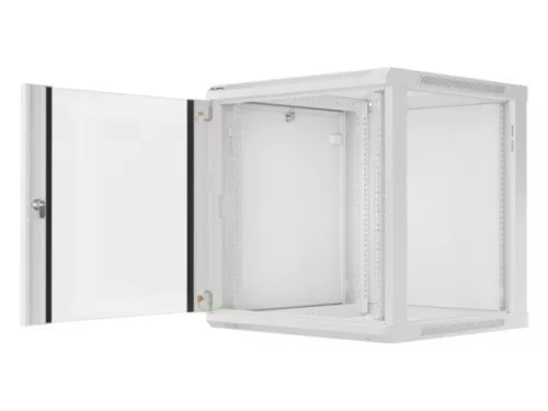Lanberg WF01-6612-10S 19" 12U SZÉL:600mm MÉLY:600mm MAG:640mm lapraszerelt üvegajtós szürke fali rack szekrény