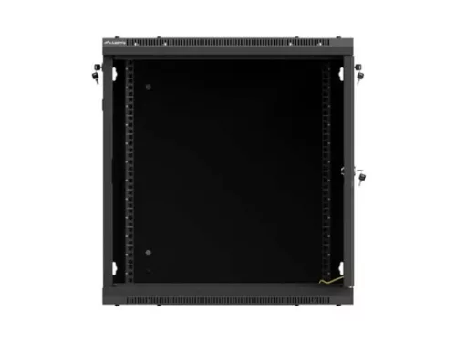 Lanberg WF01-6612-23B 19" 12U SZÉL:600mm MÉLY:600mm MAG:646mm lapraszerelt hálós fémajtós fekete fali rack szekrény