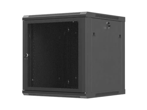 Lanberg WF01-6612-23B 19" 12U SZÉL:600mm MÉLY:600mm MAG:646mm lapraszerelt hálós fémajtós fekete fali rack szekrény