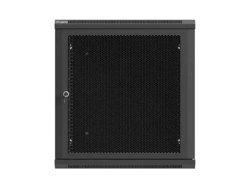 Lanberg WF01-6612-23B 19" 12U SZÉL:600mm MÉLY:600mm MAG:646mm lapraszerelt hálós fémajtós fekete fali rack szekrény