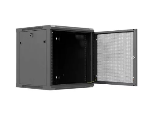 Lanberg WF01-6612-23B 19" 12U SZÉL:600mm MÉLY:600mm MAG:646mm lapraszerelt hálós fémajtós fekete fali rack szekrény