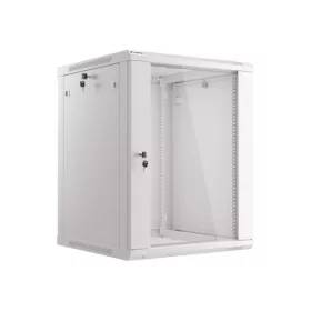   Lanberg WF01-6615-10S 19" 15U SZÉL:600mm MÉLY:600mm MAG:774mm lapraszerelt üvegajtós szürke fali rack szekrény