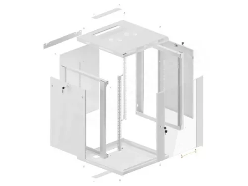 Lanberg WF01-6615-10S 19" 15U SZÉL:600mm MÉLY:600mm MAG:774mm lapraszerelt üvegajtós szürke fali rack szekrény