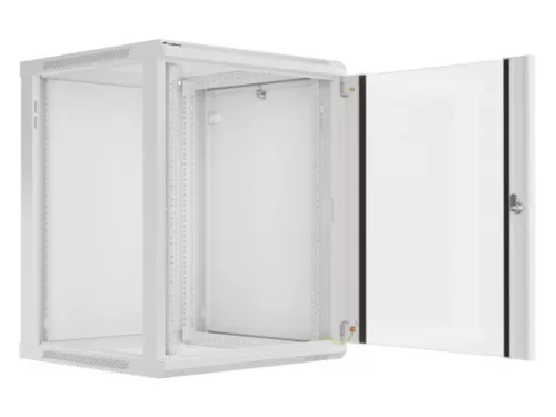 Lanberg WF01-6615-10S 19" 15U SZÉL:600mm MÉLY:600mm MAG:774mm lapraszerelt üvegajtós szürke fali rack szekrény