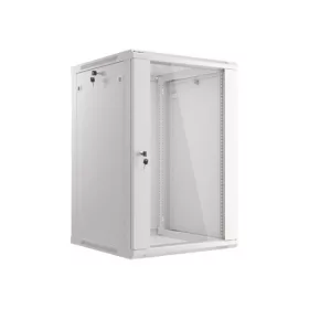   Lanberg WF01-6618-10S 19" 18U SZÉL:600mm MÉLY:600mm MAG:907mm lapraszerelt üvegajtós szürke fali rack szekrény