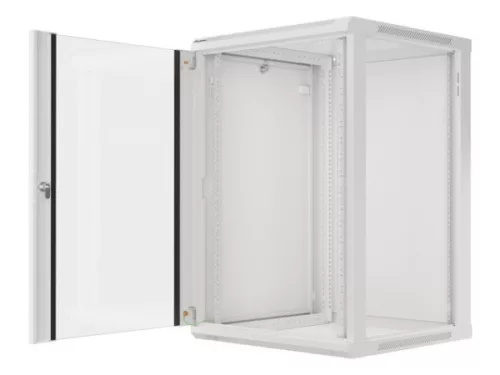 Lanberg WF01-6618-10S 19" 18U SZÉL:600mm MÉLY:600mm MAG:907mm lapraszerelt üvegajtós szürke fali rack szekrény