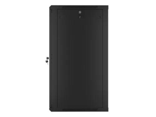 Lanberg WF01-6622-10B 19" 22U SZÉL:600mm MÉLY:600mm MAG:1085mm lapraszerelt üvegajtós fekete fali rack szekrény