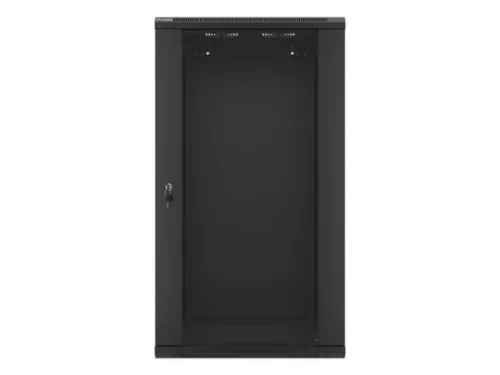 Lanberg WF01-6622-10B 19" 22U SZÉL:600mm MÉLY:600mm MAG:1085mm lapraszerelt üvegajtós fekete fali rack szekrény
