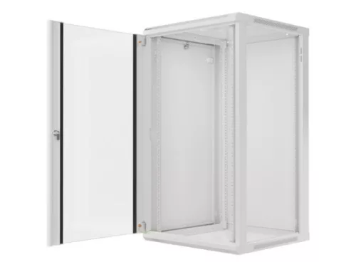 Lanberg WF01-6622-10S 19" 22U SZÉL:600mm MÉLY:600mm MAG:1085mm lapraszerelt üvegajtós szürke fali rack szekrény