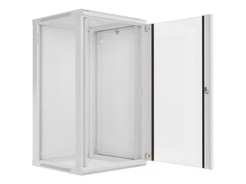 Lanberg WF01-6622-10S 19" 22U SZÉL:600mm MÉLY:600mm MAG:1085mm lapraszerelt üvegajtós szürke fali rack szekrény
