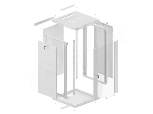 Lanberg WF01-6622-10S 19" 22U SZÉL:600mm MÉLY:600mm MAG:1085mm lapraszerelt üvegajtós szürke fali rack szekrény